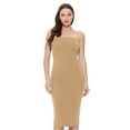 thumbnail image 1 of MOA COLLECTION Women's Comfortable Strapless Midi Dress Solid Tube Casual Style, 1 of 5
