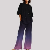 Women's Comfortable A Summer O Neck Loose Short Sleeve Floral Print Top Shirt With Pants Large Size 2 Piece Set plus Size Pant Suits for Women Dressy Dressy Pant Suits for A Wedding Petite Fancy Suits