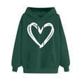thumbnail image 1 of Women's Comfortable Sweater Heart Pattern Printed Women's Hooded Pocket Drawstring Sweater, 1 of 3