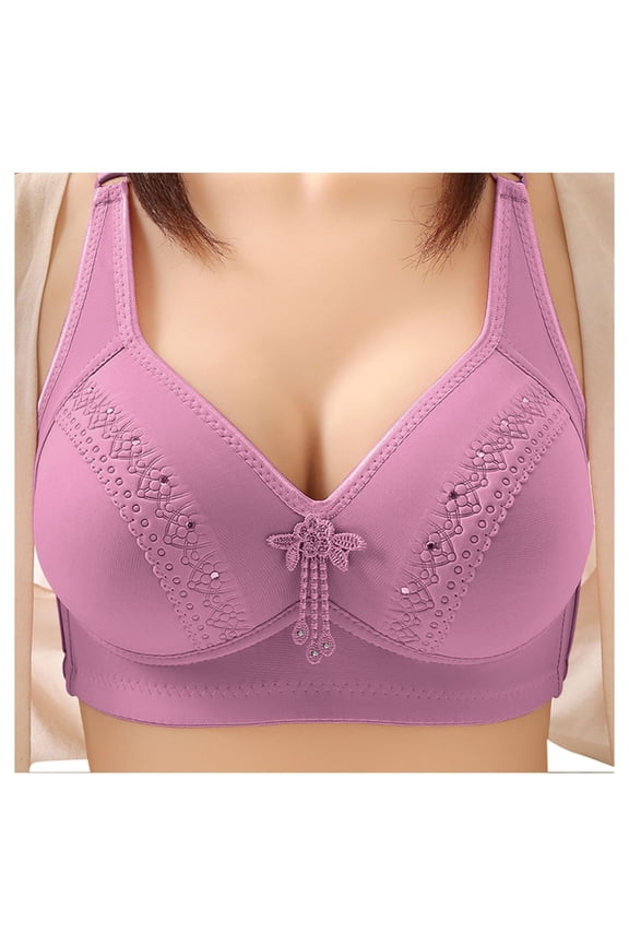 Women's Comfortable Thin Sagging Support Shining Back No Steel Ring Wrapping Bra for All Day Wear