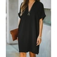 thumbnail image 1 of Women's Comfortable V-neck Short-Sleeved Plain Loose Dress, 1 of 1