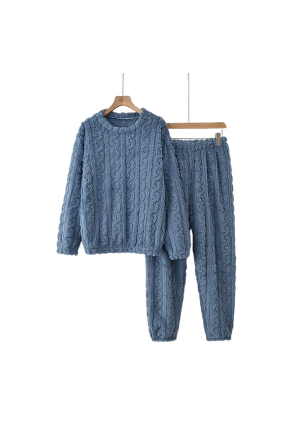 Women's Comfortable Wool 2 Piece Pajama Set, Warm Fleece Sleepwear, Soft Loungewear for Winter Nights
