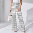 thumbnail image 1 of Women's Comfortable Woven Plaid High Waisted Straight Leg Trousers for Winter, Warm Casual Pants, Elastic Waist Office Pants for Women, Fall Winter Fashion,White,XL, 1 of 7