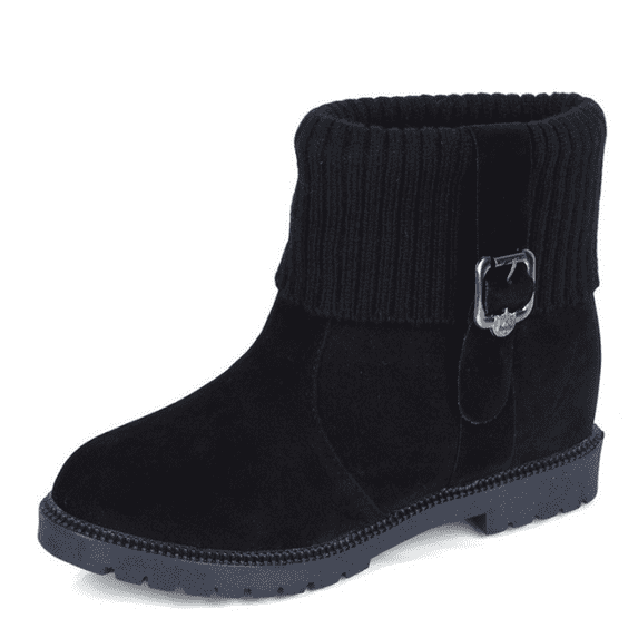 Women's Comfortable ankle boots with sock cuffs | Slip-On Booties in Black & Khaki