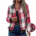 thumbnail image 1 of Women's Comfty Jacket Printed Comfortable And Casual Pocket Long Sleeved Zipper Hooded Loose Winter Lattice Prined Overcoat S-2XL, 1 of 8