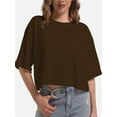 thumbnail image 1 of Women's Comfy Basic Workout Gym Short Sleeve Crop Tops Casual Loose Oversized T-Shirts, 1 of 6
