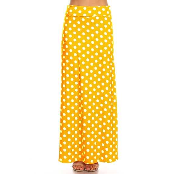 Women's Comfy Fold Over Loose Fit A-Line Lounge Wear Polka Dot Long Maxi Skirt