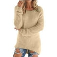 thumbnail image 1 of Women's Comfy Fuzzy Pullovers Loose Fluffy Fuzzy Jumper Sweater Long Sleeve Crew Neck Tunic Sweater, 1 of 6