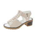thumbnail image 1 of Women's Comfy Orthotic Sandals Libiyi Shoes for Women, Libiyi Peep Toe Cutout Zipper Chunky Heeled Sandals (Beige,10), 1 of 6