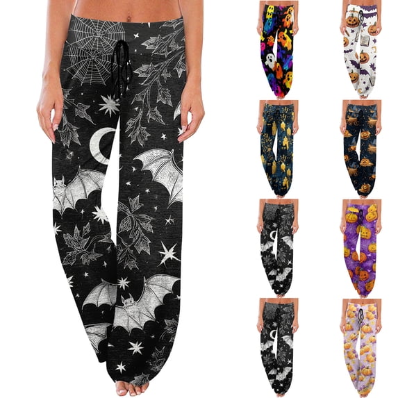 Women's Comfy Pajama Pants Halloweens Cute Print Pjs Pants with Pockets Cozy Pjs Bottoms Lounge Pants