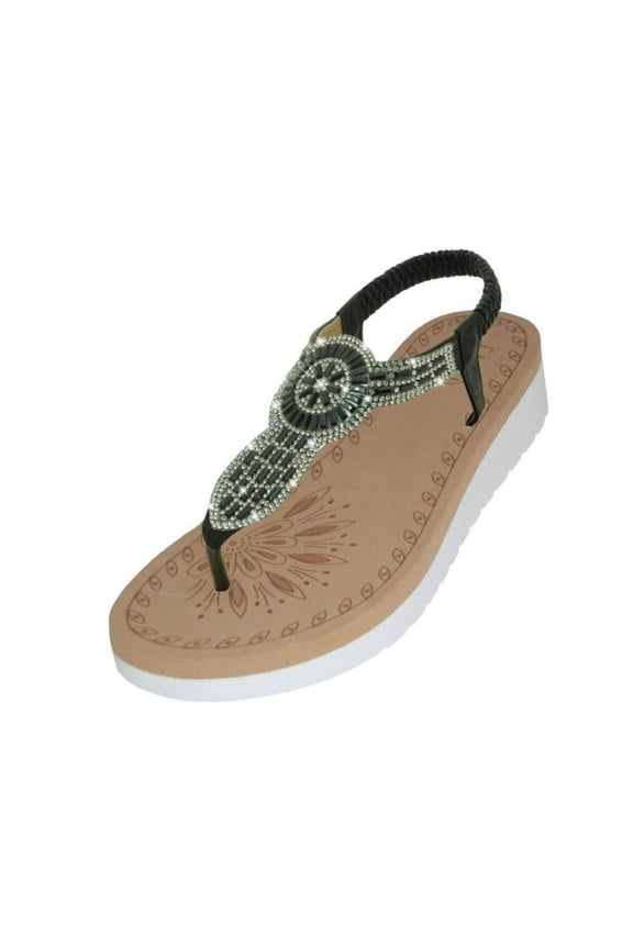Women's Comfy Sandals Super Soft Rhinestone Slingback Sandals for Female Teen Adult by Easy USA