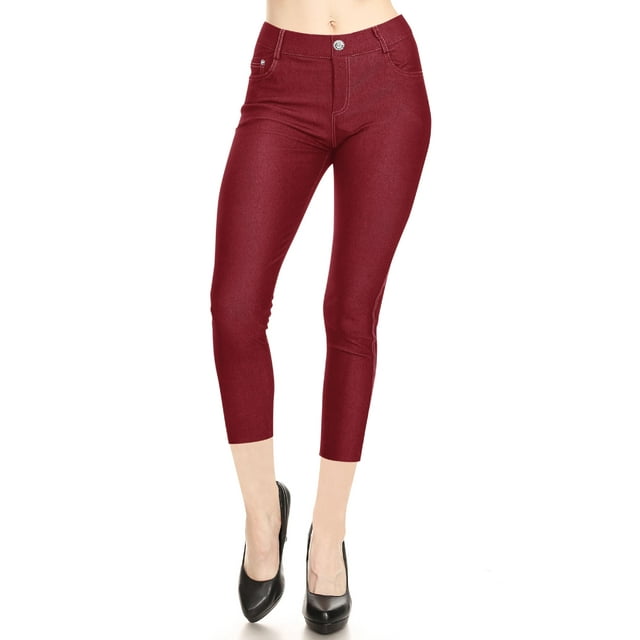 Women's Comfy Stretchy Slim Fit Cropped Pockets Button Solid Capri Pants S-3XL