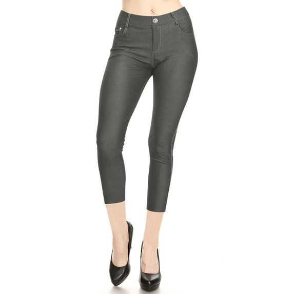 Women's Comfy Stretchy Slim Fit Cropped Pockets Button Solid Capri Pants S-3XL