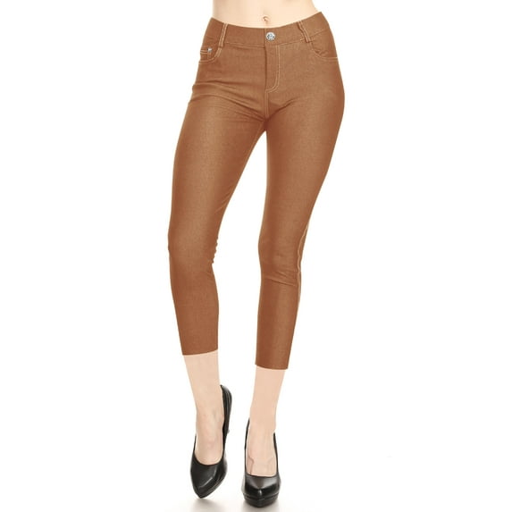 Women's Comfy Stretchy Slim Fit Cropped Pockets Button Solid Capri Pants S-3XL