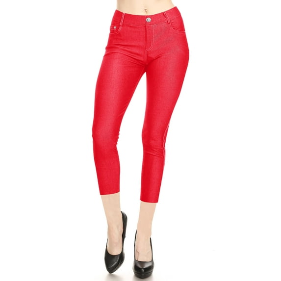 MOA COLLECTION Women's Comfy Stretchy Slim Fit Cropped Pockets Button Solid Capri Pants S-3XL