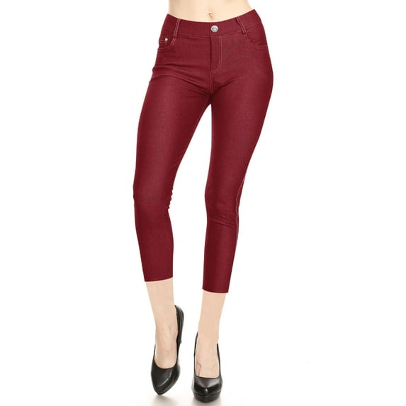 MOA COLLECTION Women's Comfy Stretchy Slim Fit Cropped Pockets Button Solid Capri Pants S-3XL