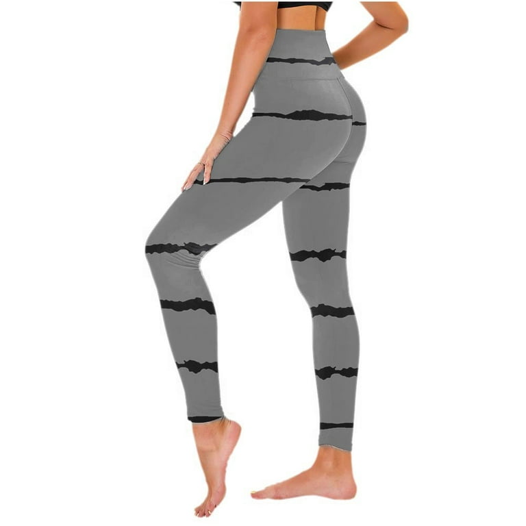 Women Casual Sports Pants Slim Yoga Pants Printed Leggings - Grey XL
