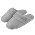 Women's Comfy and Soft SlipOn Plush Luxury Spa Slippers With Closed Toe (Gray) (US Women's Size