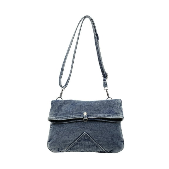 Women's Compact Denim Crossbody Purse, Vintage Canvas Handbag with Adjustable & Detachable Strap, Lightweight Shoulder Bag