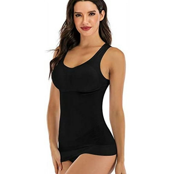 Women's Compression Camisole with Built in Removable Bra Pads Body Shaper Tank Top