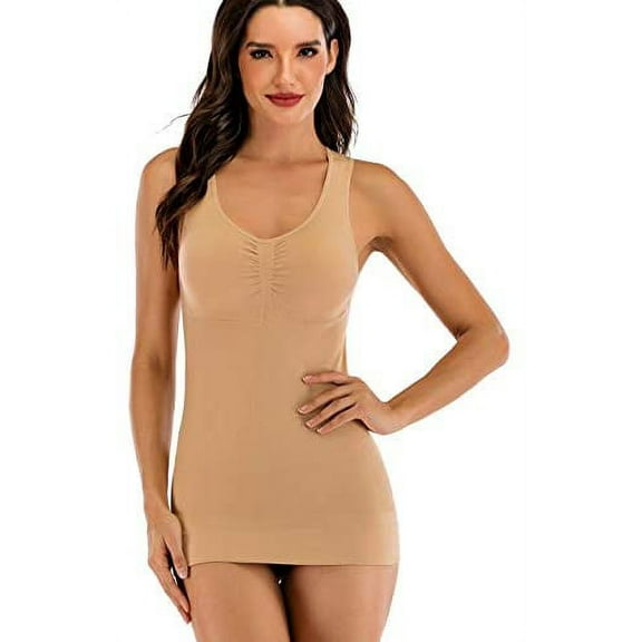 Women's Compression Camisole with Built in Removable Bra Pads Body Shaper Tank Top