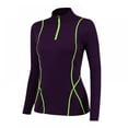 thumbnail image 1 of Women's Compression Shirt Dry Fit Long Sleeve Running Athletic T-Shirt Workout Tops Zipper Fall Sweatshirt, 1 of 3