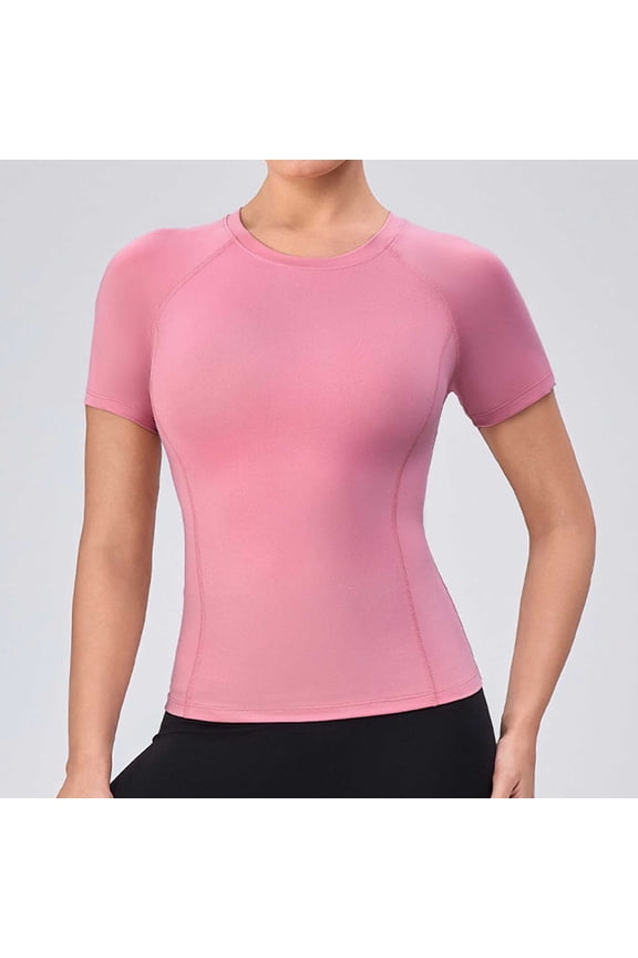 Women's Compression Shirt Short Sleeve Workout Tops Slim Fitted Athletic Baselayer Dry Fit Running Gym Basic T-Shirt