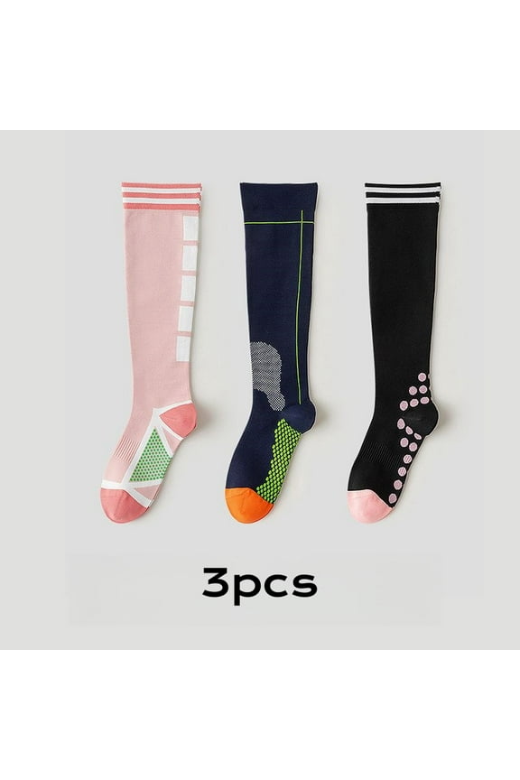 Women's Compression Socks 3-Pack, Breathable Athletic Knee-High Socks With Arch Support, Moisture-Wicking Workout Socks For Running, Gym, Yoga, Sports & Fitness