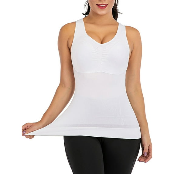 Women's Compression Vest with Built in Removable Bra Pads Body Shaper Tank Female Tops