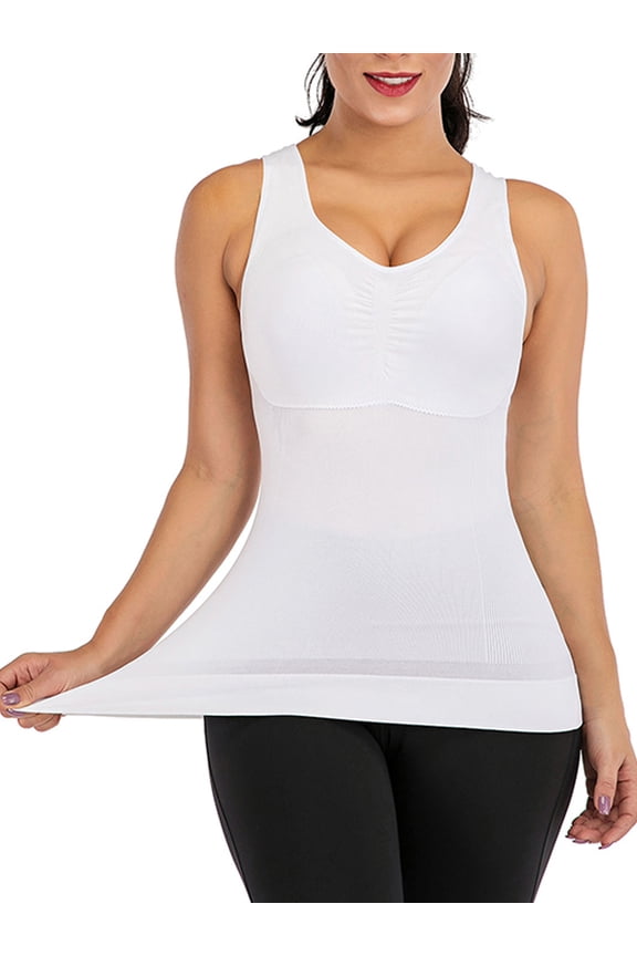 Women's Compression Vest with Built in Removable Bra Pads Body Shaper Tank Female Tops