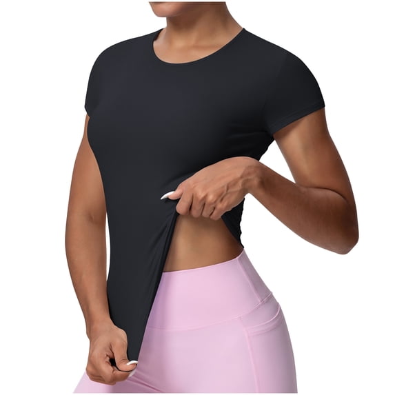 Women's Compression Workout Shirts Breathable Quick Dry Gym Short Sleeve Crew Neck Basic Tops Slim Fit Shirts 2026 Spring Summer Limited-time offer