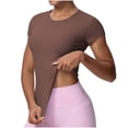 thumbnail image 1 of Women's Compression Workout Shirts Breathable Quick Dry Gym Short Sleeve Crew Neck Basic Tops Slim Fit Shirts 2026 Spring Summer Limited-time offer, 1 of 4