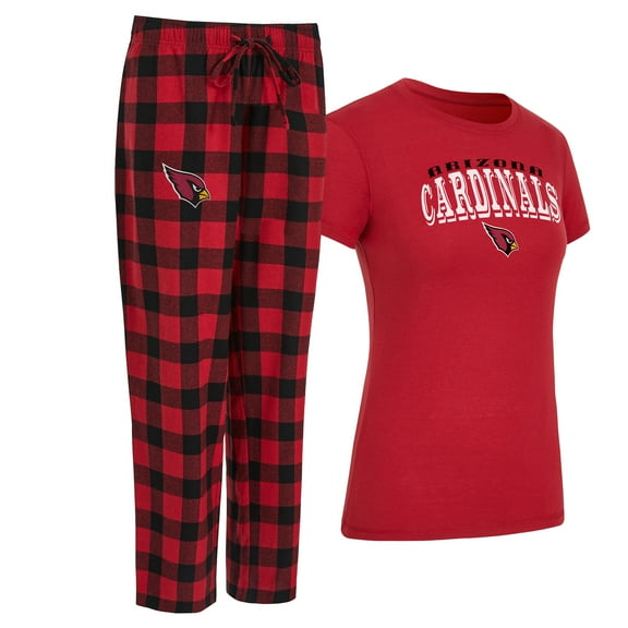 Women's-Concepts Sport  Cardinal/Black Arizona Cardinals Avondale T-Shirt & Pants Flannel PJ Set