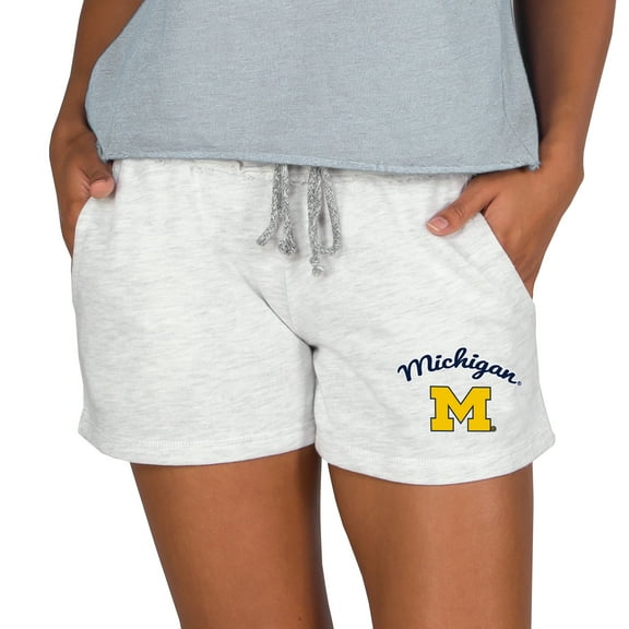 Women's Concepts Sport Ash Michigan Wolverines Mainstream French Terry Tri-Blend Shorts