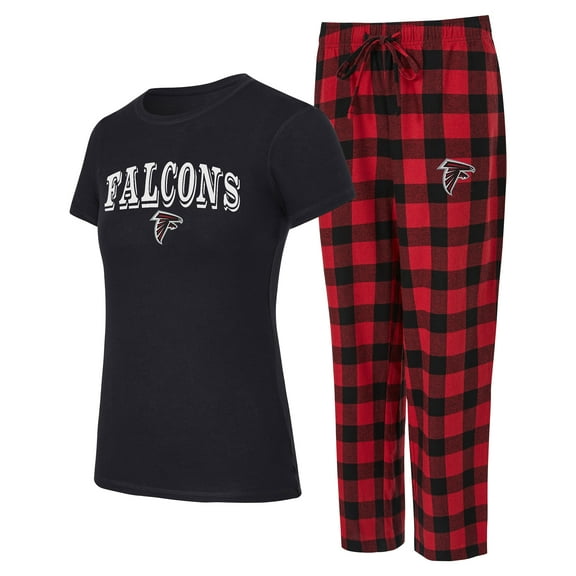 Women's-Concepts Sport Black/Red Atlanta Falcons Avondale T-Shirt & Pants Flannel PJ Set