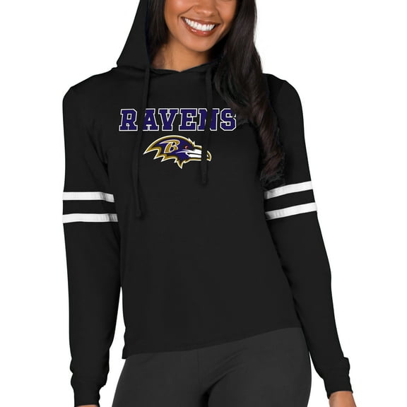 Women's Concepts Sport  Black Baltimore Ravens Marathon Lightweight Lounge Pullover Hoodie