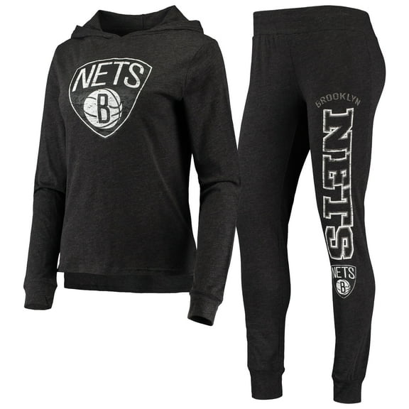 Women's Concepts Sport Black Brooklyn Nets Hoodie & Pants Sleep Set