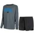 thumbnail image 1 of Women's Concepts Sport Black/Charcoal Carolina Panthers Raglan Long Sleeve Top & Shorts Lounge Set, 1 of 3