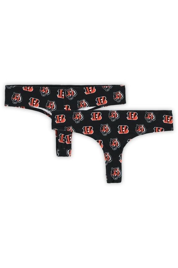 Women's Concepts Sport Black Cincinnati Bengals Record Allover Print Knit Thong