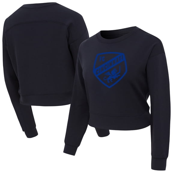 Women's Concepts Sport Black FC Cincinnati Tri-Blend Darby Knit Long Sleeve Crop Top