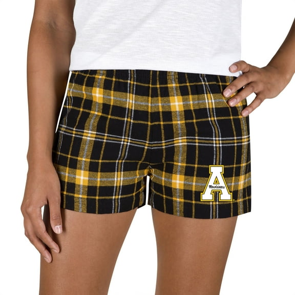 Women's Concepts Sport Black/Gold Appalachian State Mountaineers Ultimate Flannel Shorts