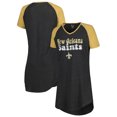 thumbnail image 1 of Women's Concepts Sport Black/Gold New Orleans Saints Raglan V-Neck Nightshirt, 1 of 3