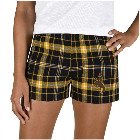 Women's Concepts Sport Black/Gold Wyoming Cowboys Ultimate Flannel Sleep Shorts