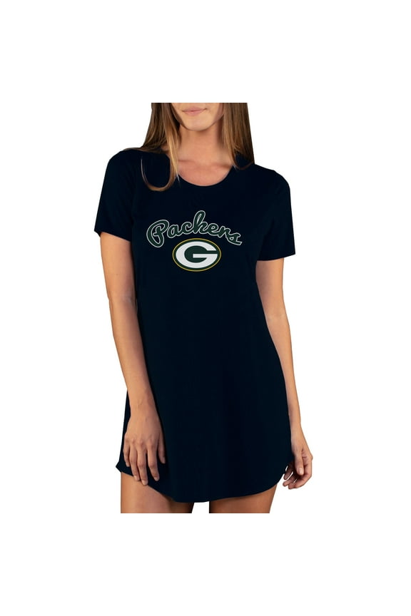 Women's Concepts Sport Black Green Bay Packers Marathon Knit Nightshirt
