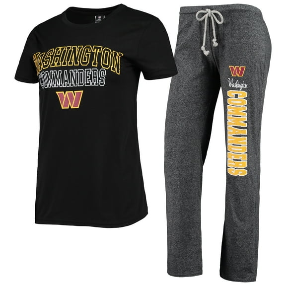 Women's Concepts Sport Black/Heathered Charcoal Washington Commanders Quest Top & Pants Sleep Set