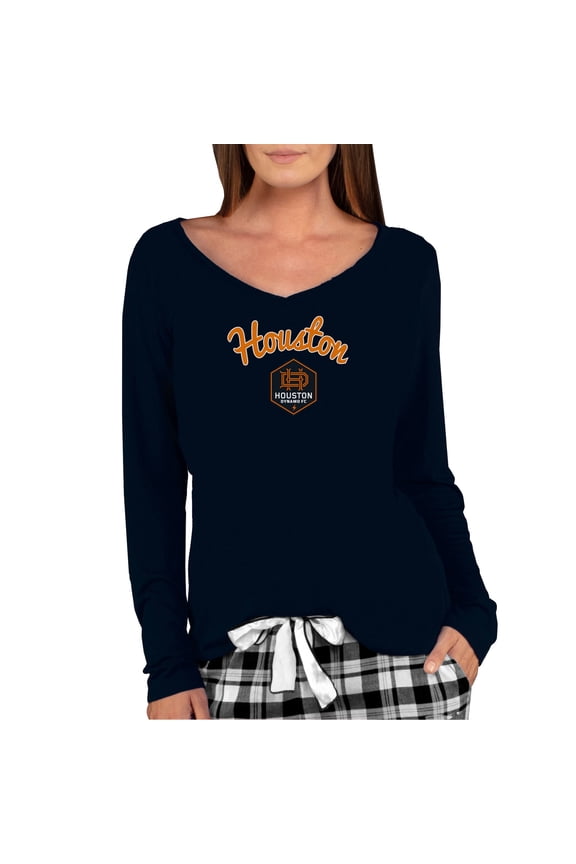 Women's Concepts Sport Black Houston Dynamo Marathon Long Sleeve V-Neck Top