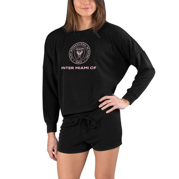 Women's Concepts Sport  Black Inter Miami CF Gather Long Sleeve Top & Shorts Set