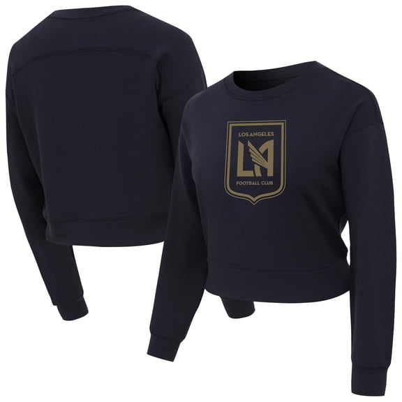 Women's Concepts Sport Black LAFC Tri-Blend Darby Knit Long Sleeve Crop Top