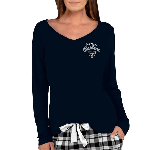 Women's Concepts Sport Black Las Vegas Raiders Marathon Knit Long Sleeve Lightweight V-Neck Lounge Top