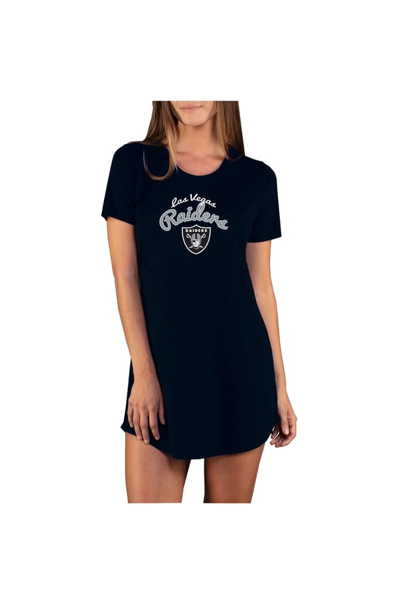 Women's Concepts Sport Black Las Vegas Raiders Marathon Knit Nightshirt